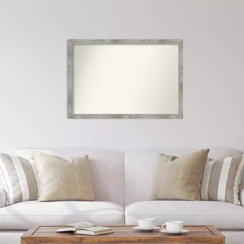 39" x 27" Non-Beveled Dove Gray Wash Square Wall Mirror