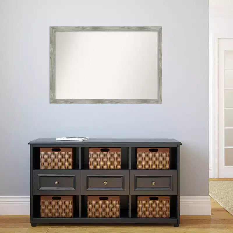 39" x 27" Non-Beveled Dove Gray Wash Square Wall Mirror