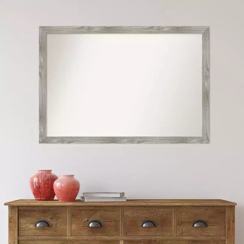 39" x 27" Non-Beveled Dove Gray Wash Square Wall Mirror