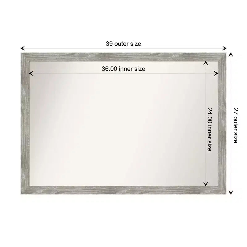 39" x 27" Non-Beveled Dove Gray Wash Square Wall Mirror