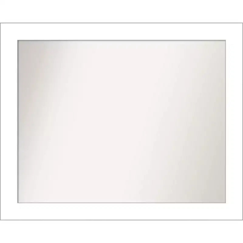 32" x 26" Non-Beveled Wedge White Bathroom Wall Mirror - Amanti Art: Modern Rectangle, Includes Mounting Hardware