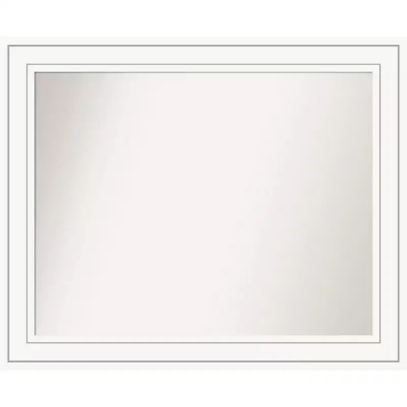 33" x 27" Non-Beveled Craftsman White Wood Wall Mirror - Amanti Art: Modern Rectangular, Includes Mounting Hardware