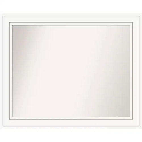 33" x 27" Non-Beveled Craftsman White Wood Wall Mirror - Amanti Art: Modern Rectangular, Includes Mounting Hardware