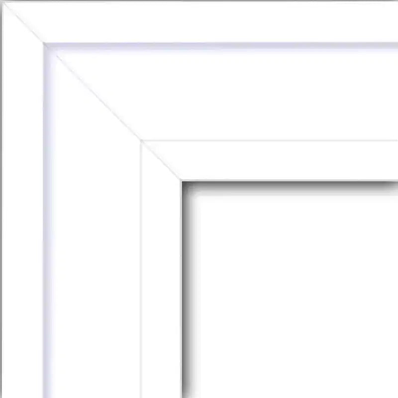 33" x 27" Non-Beveled White Wood Wall Mirror, Modern Rectangular