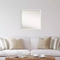 27" x 27" Non-Beveled White Wood Wall Mirror, Modern Square