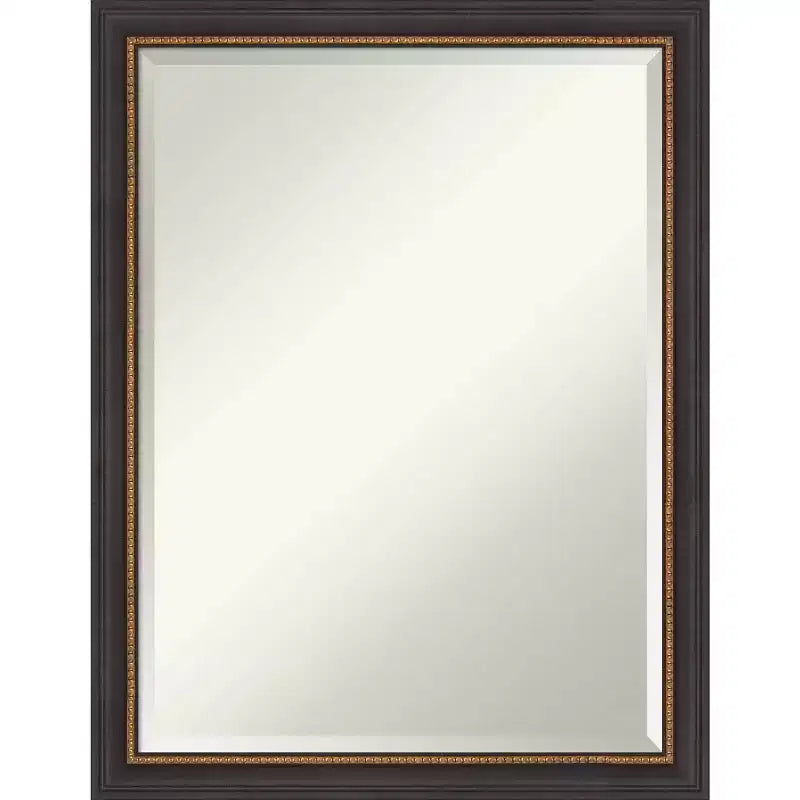 21" x 27" Beveled Ashton Black Wood Wall Mirror - Amanti Art: Modern Rectangular Design, No Assembly, Includes Mount Hardware