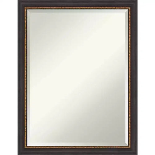 21" x 27" Beveled Ashton Black Wood Wall Mirror - Amanti Art: Modern Rectangular Design, No Assembly, Includes Mount Hardware