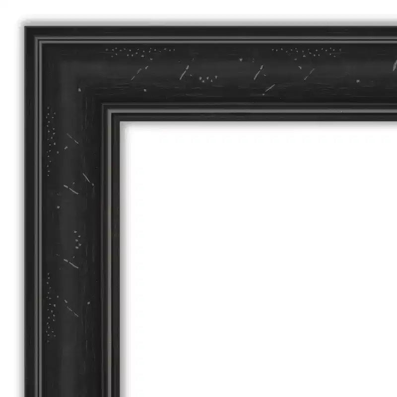 40" x 28" Non-Beveled Black Narrow Wall Mirror, Modern Style