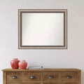 32" x 26" Non-Beveled Ornate Silver Wall Mirror, Modern Rectangle