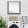 32" x 32" Non-Beveled Polished Nickel Wall Mirror, Modern Square