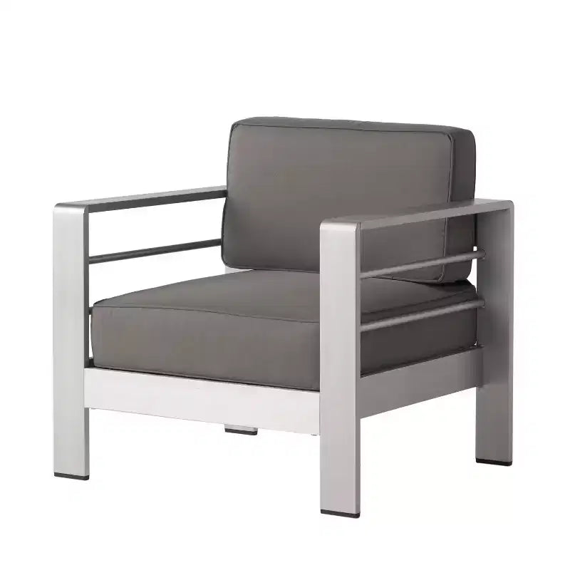 Ensemble de salon d’extérieur Eleanor de Christopher Knight Home en aluminium, 8 places, avec coussins, kaki/argent