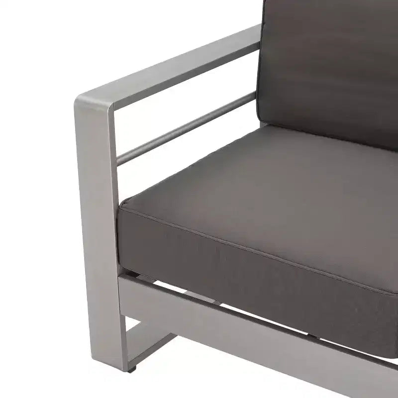 Ensemble de salon d’extérieur Eleanor de Christopher Knight Home en aluminium, 8 places, avec coussins, kaki/argent