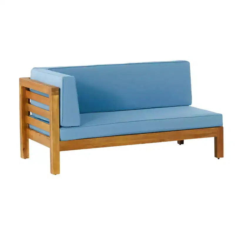 Ensemble Christopher Knight Home Oana avec causeuse d’extérieur en bois d’acacia à accoudoir gauche et table basse, avec coussin