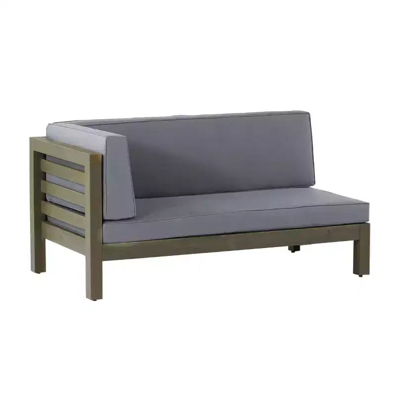 Ensemble Christopher Knight Home Oana avec causeuse d’extérieur en bois d’acacia à accoudoir gauche et table basse, avec coussin
