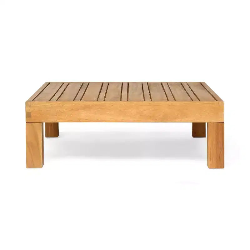 Ensemble Christopher Knight Home Oana avec causeuse d’extérieur en bois d’acacia à accoudoir gauche et table basse, avec coussin