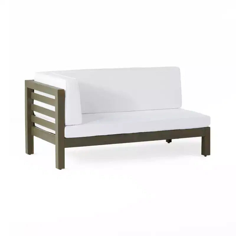 Ensemble Christopher Knight Home Oana avec causeuse d’extérieur en bois d’acacia à accoudoir gauche et table basse, avec coussin