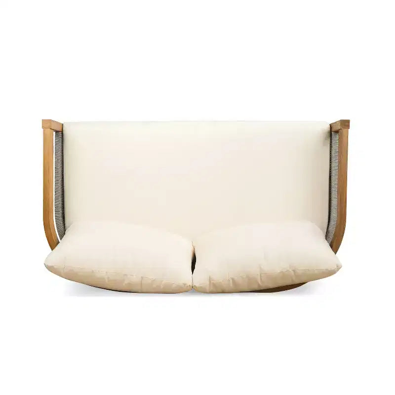 Ensemble de canapé d'extérieur 2 places et table en bois d'acacia moderne Fawn de Christopher Knight Home, beige/teck