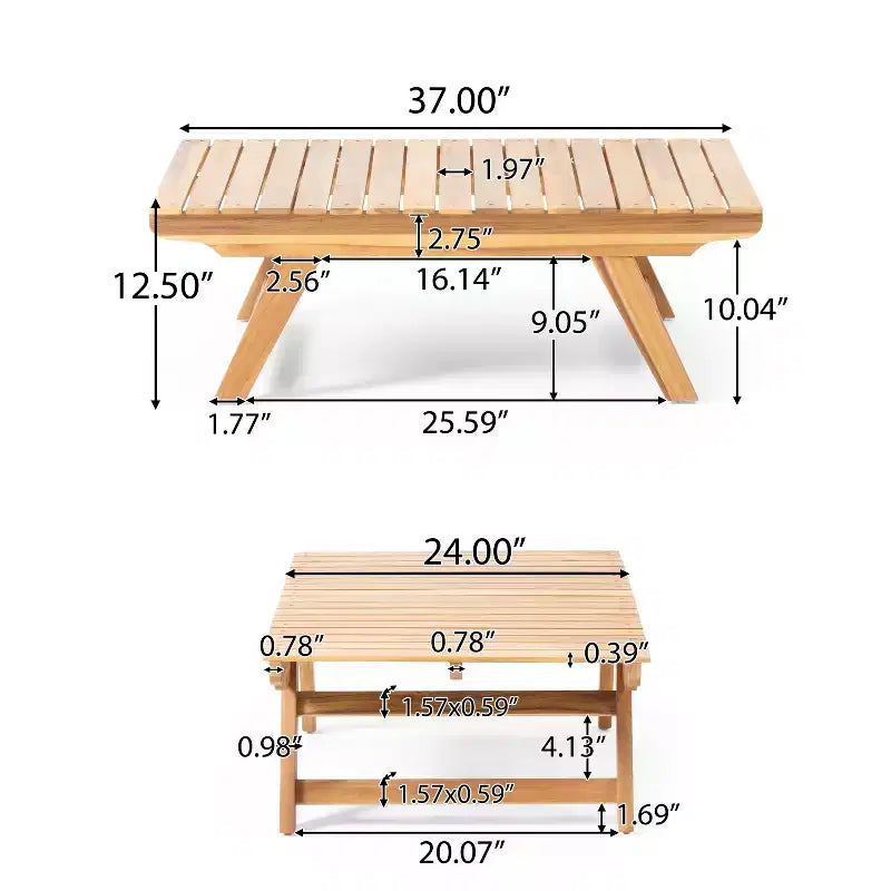 Juego para exterior Christopher Knight Home Sedona, con sofá de dos plazas de madera de acacia y mesa de centro, con cojín