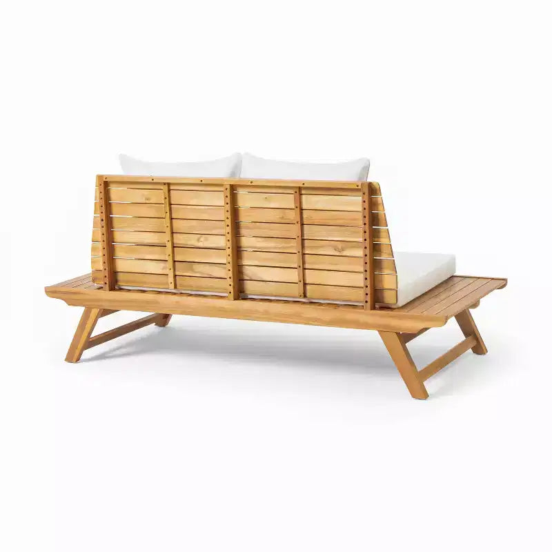 Juego para exterior Christopher Knight Home Sedona, con sofá de dos plazas de madera de acacia y mesa de centro, con cojín