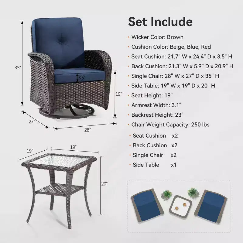 Conjunto de asientos para exteriores para 2 personas UPTIOT con cojines