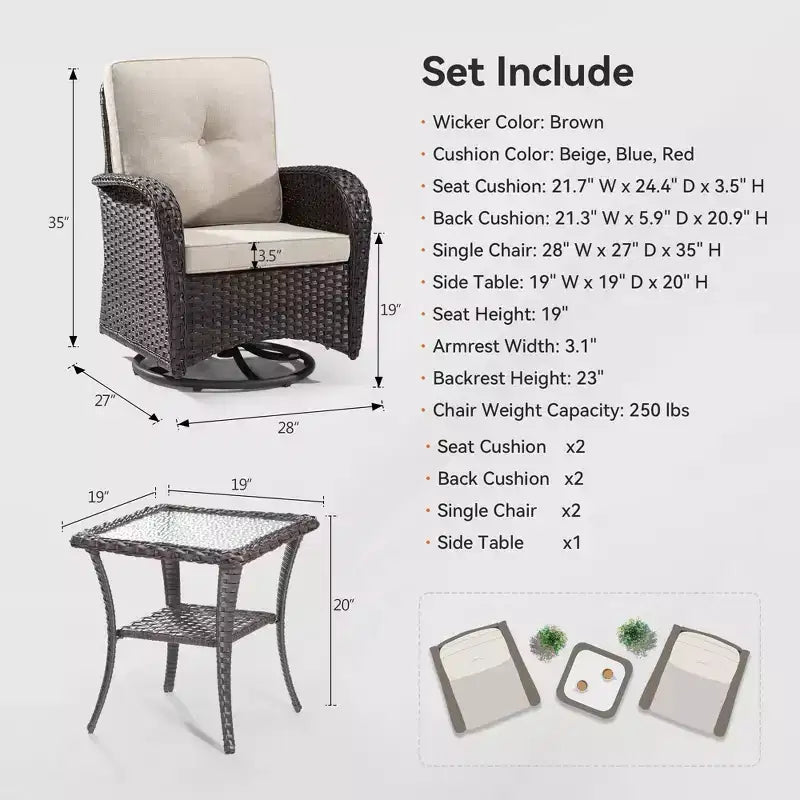 Conjunto de asientos para exteriores para 2 personas UPTIOT con cojines