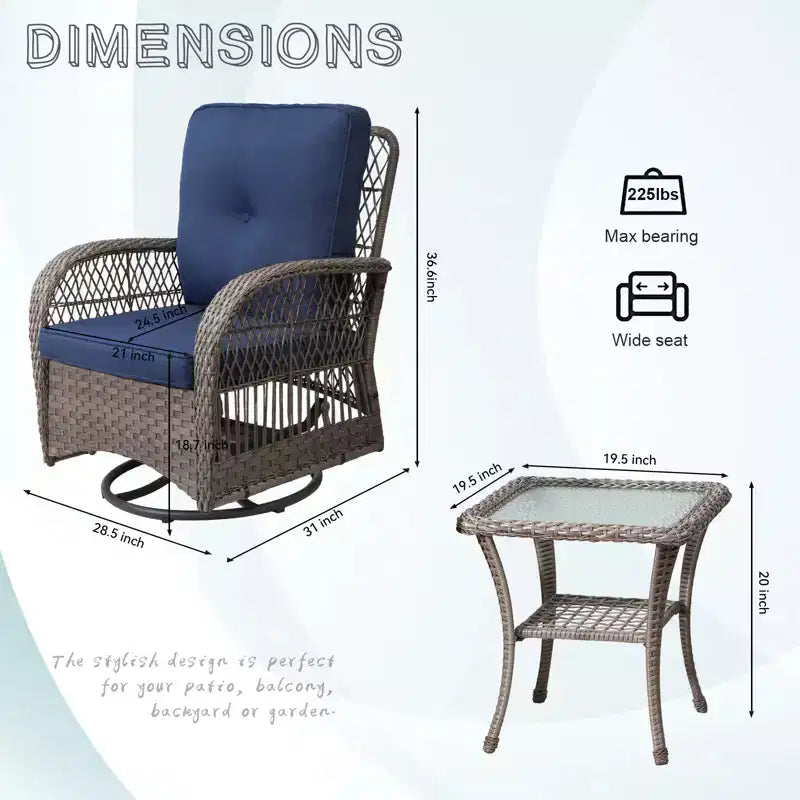 Ensemble de salon d’extérieur 2 personnes UPTIOT avec coussins
