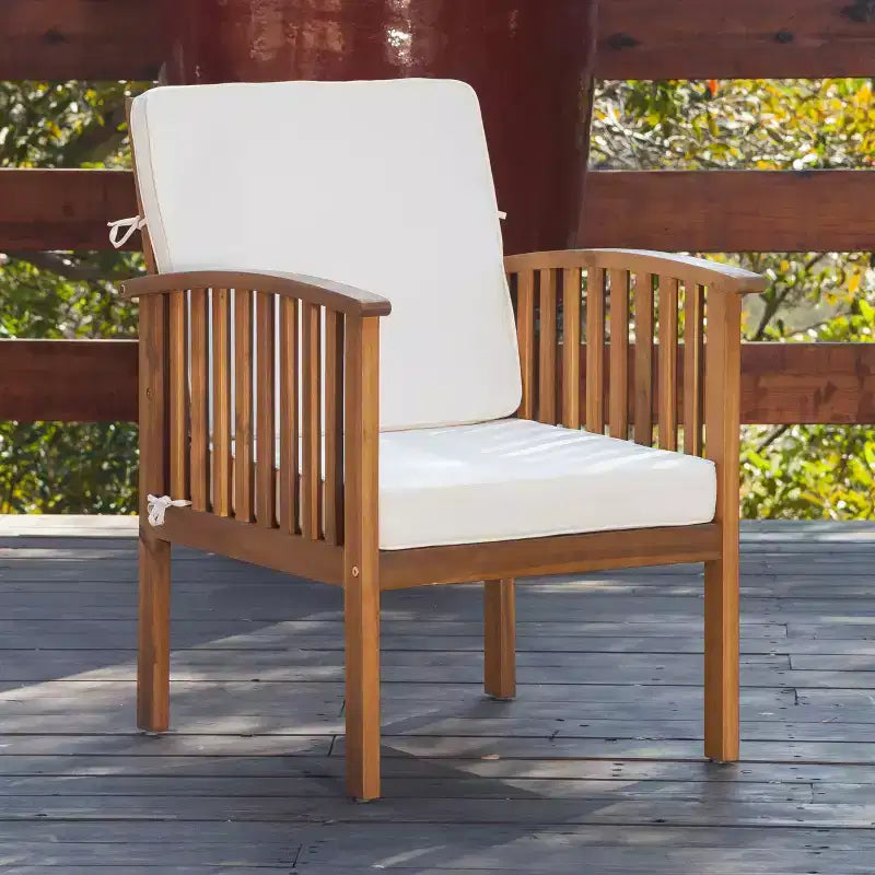 Ensemble de conversation Navan 4 places d’extérieur en bois d’acacia Christopher Knight Home avec coussin résistant à l’eau