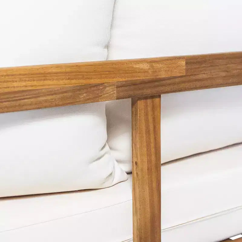 Conjunto de conversación para patio Christopher Knight Home Burchett de 2 piezas, de madera de acacia y mimbre, con cojines