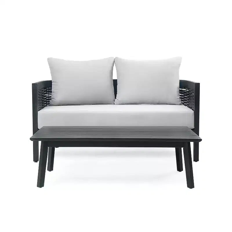 Christopher Knight Home Burchett 2-teiliges Patio-Lounge-Set aus Akazienholz und Weidengeflecht mit Polstern