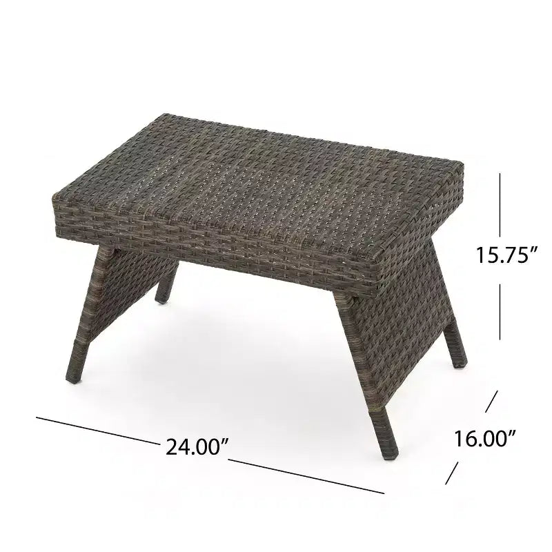 Juego de tumbonas de mimbre para exteriores de 3 piezas Thelma de GDFStudio, color moca jaspeado