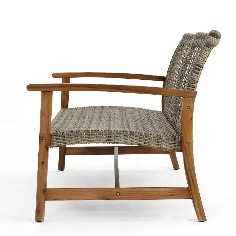 Ensemble de salon de jardin Augusta de Christopher Knight Home pour 4 personnes, en bois d'acacia et osier, avec brasero