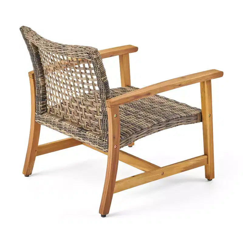 Ensemble de salon de jardin Augusta de Christopher Knight Home pour 4 personnes, en bois d'acacia et osier, avec brasero