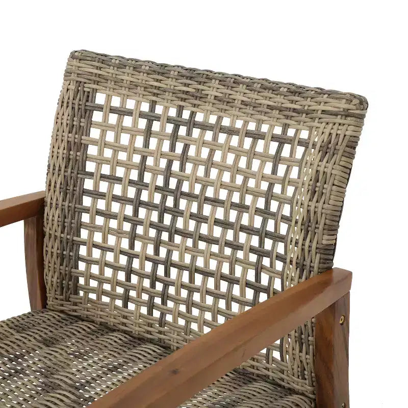 Ensemble de salon de jardin Augusta de Christopher Knight Home pour 4 personnes, en bois d'acacia et osier, avec brasero