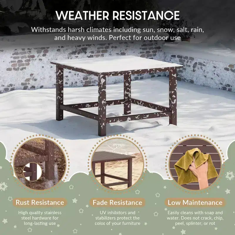 Conjunto de mesa de comedor cuadrada y sillas de 5 piezas para patio exterior infantil Malibu de HDPE de WestinTrends