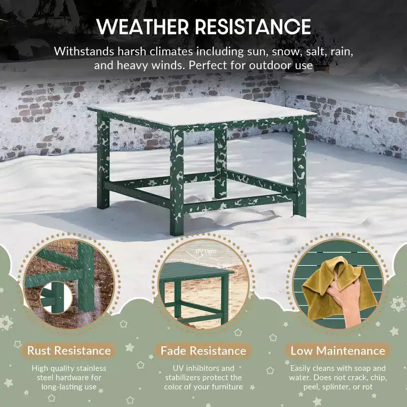Conjunto de mesa de comedor cuadrada y sillas de 5 piezas para patio exterior infantil Malibu de HDPE de WestinTrends
