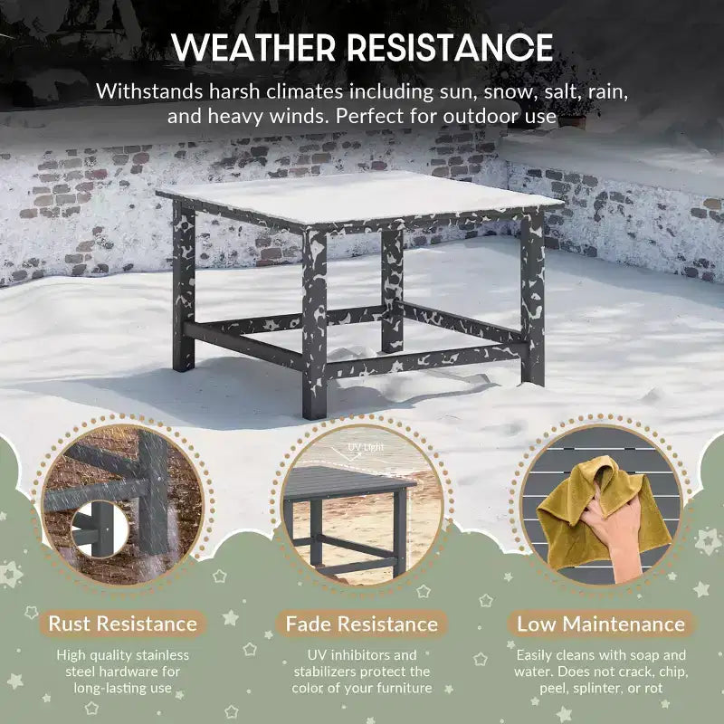 Conjunto de mesa de comedor cuadrada y sillas de 5 piezas para patio exterior infantil Malibu de HDPE de WestinTrends