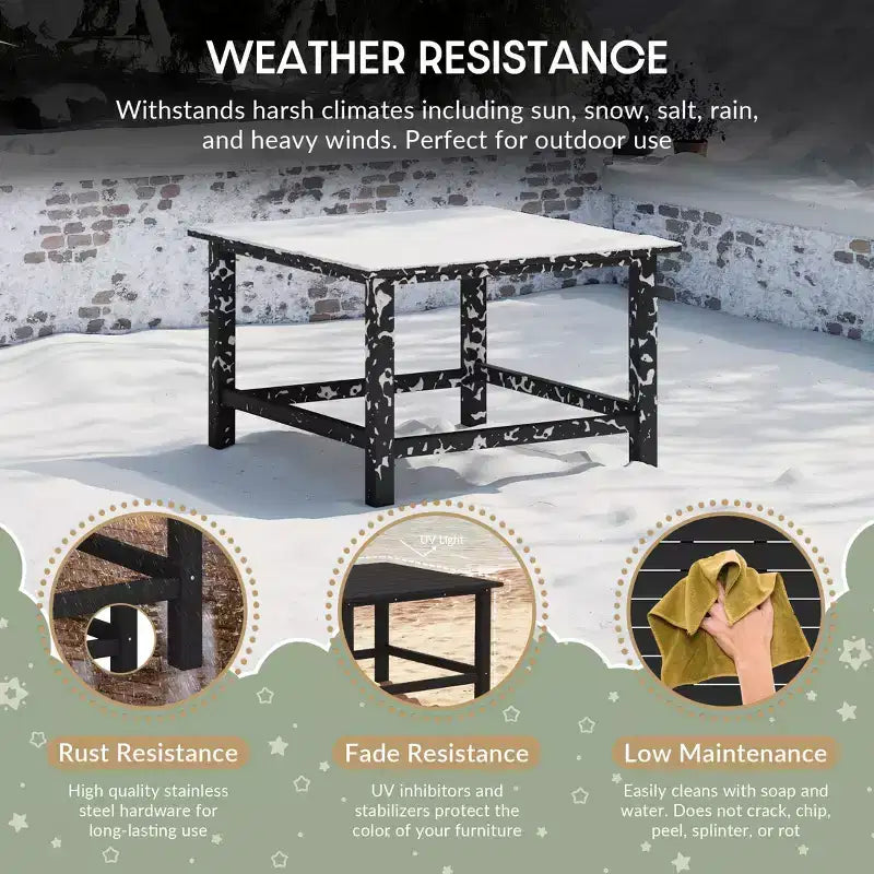 Conjunto de mesa de comedor cuadrada y sillas de 5 piezas para patio exterior infantil Malibu de HDPE de WestinTrends
