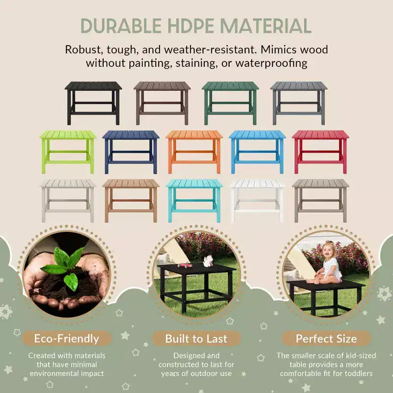 Conjunto de mesa de comedor cuadrada y sillas de 5 piezas para patio exterior infantil Malibu de HDPE de WestinTrends