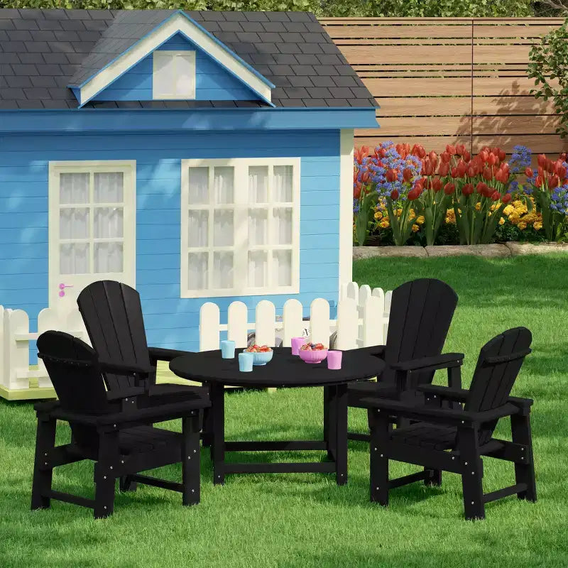 Ensemble de salle à manger rond WestinTrends Malibu pour enfants, 5 pièces, en HDPE, pour terrasse extérieure, avec chaises
