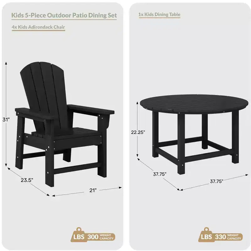 Ensemble de salle à manger rond WestinTrends Malibu pour enfants, 5 pièces, en HDPE, pour terrasse extérieure, avec chaises