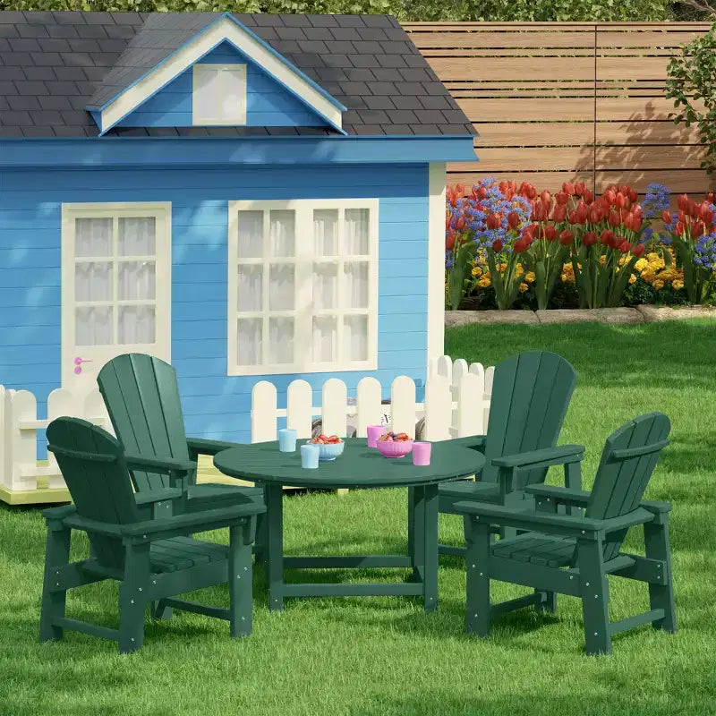 Ensemble de salle à manger rond WestinTrends Malibu pour enfants, 5 pièces, en HDPE, pour terrasse extérieure, avec chaises