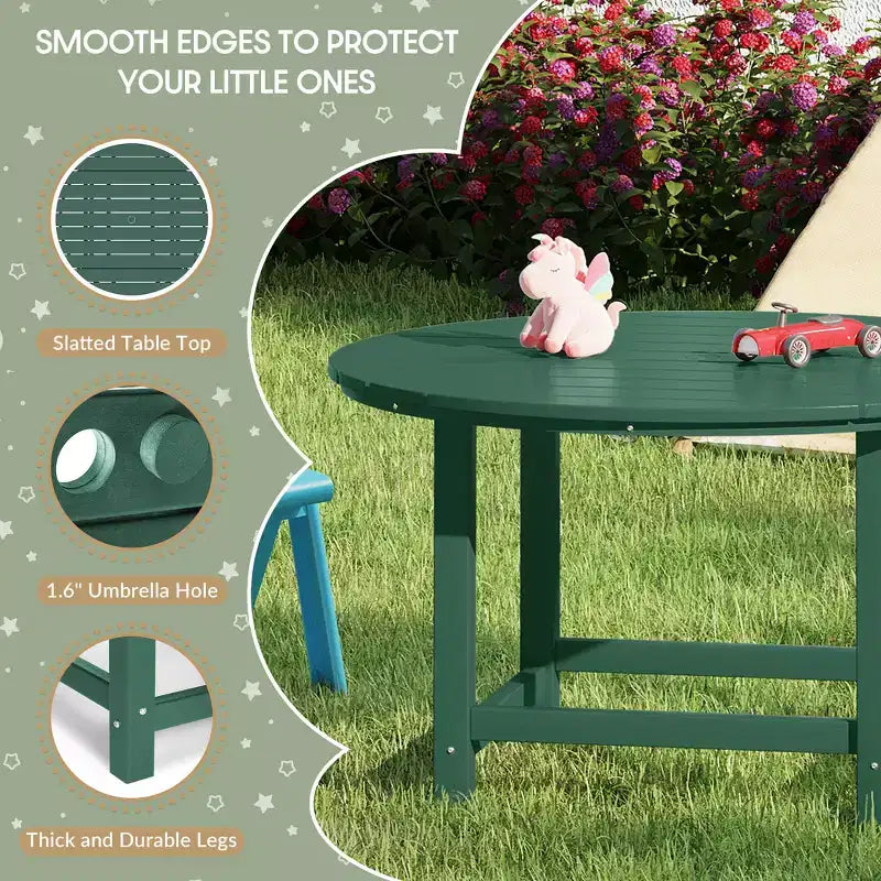 Ensemble de salle à manger rond WestinTrends Malibu pour enfants, 5 pièces, en HDPE, pour terrasse extérieure, avec chaises