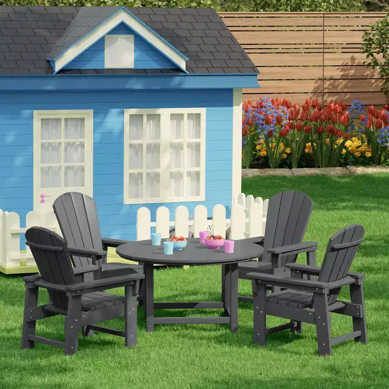 Ensemble de salle à manger rond WestinTrends Malibu pour enfants, 5 pièces, en HDPE, pour terrasse extérieure, avec chaises