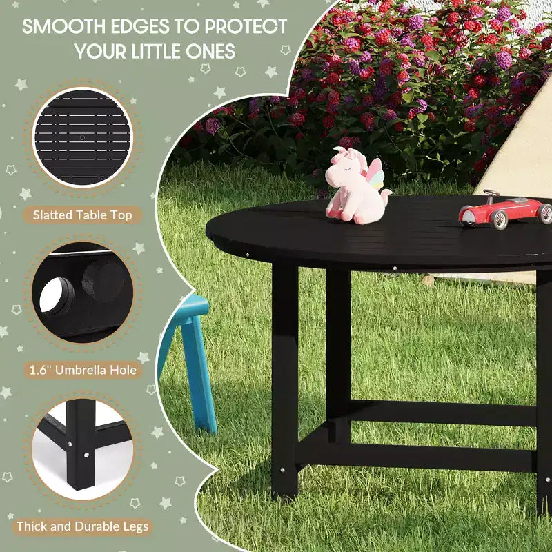 Ensemble de salle à manger rond WestinTrends Malibu pour enfants, 5 pièces, en HDPE, pour terrasse extérieure, avec chaises