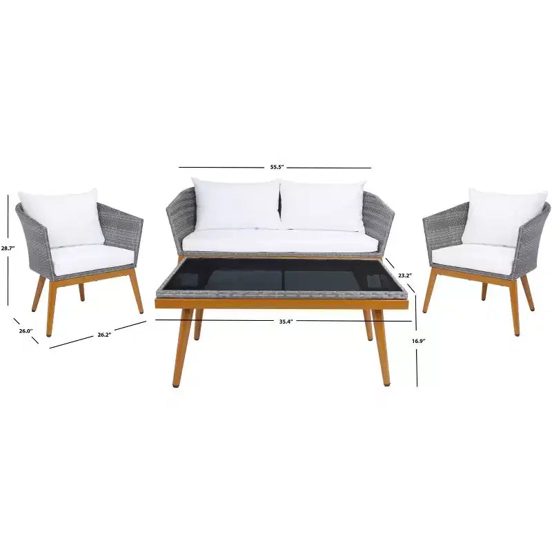 Conjunto de sala Malsor de 4 piezas - Interior/exterior - PAT7529 - Safavieh