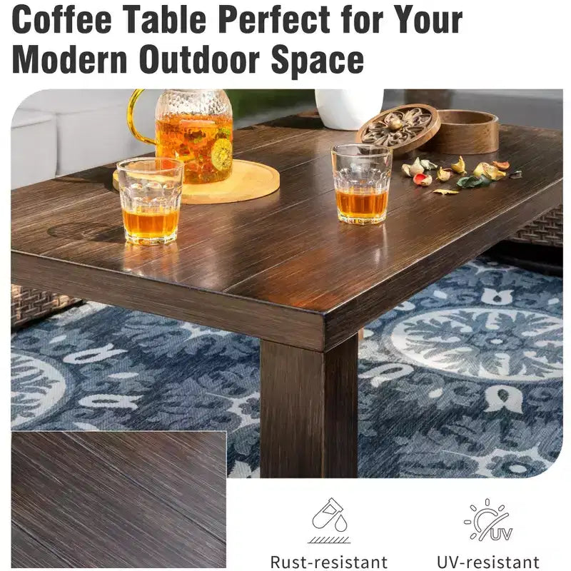 Conjunto de conversación de 5 piezas de mimbre para patio exterior Captiva Designs con otomana para patio trasero, terraza y junto a la piscina