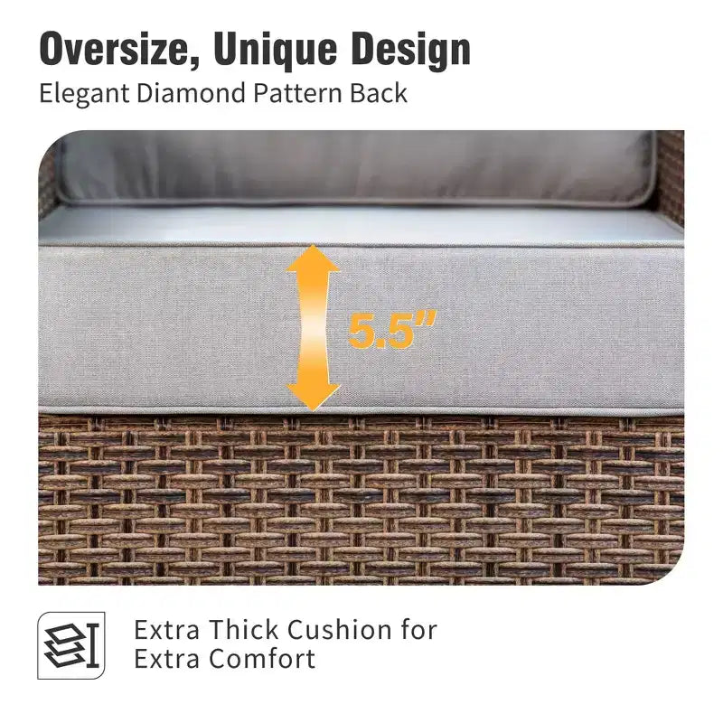 Conjunto de conversación de 5 piezas de mimbre para patio exterior Captiva Designs con otomana para patio trasero, terraza y junto a la piscina