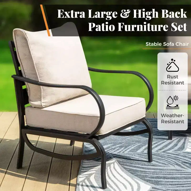 Conjunto de muebles de patio de metal de 5 piezas Captiva Designs con otomanas para jardín, porche y patio trasero