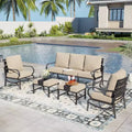 Conjunto de muebles de patio de metal de 5 piezas Captiva Designs con otomanas para jardín, porche y patio trasero