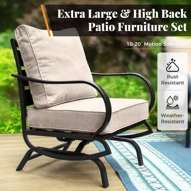 Conjunto de conversación de 7 piezas de muebles metálicos para patio Captiva Designs con mecedoras para jardín, porche y patio trasero